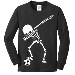 Dabbing Skeleton Soccer Dab Kids Long Sleeve Shirt