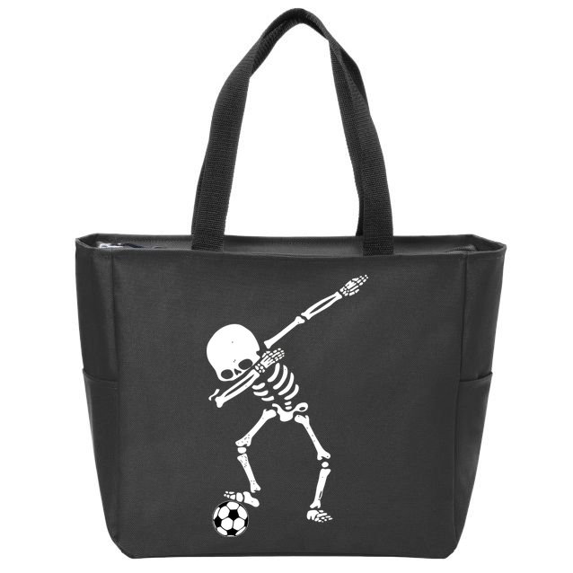 Dabbing Skeleton Soccer Dab Zip Tote Bag
