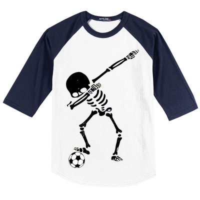 Dabbing Skeleton Soccer Dab Baseball Sleeve Shirt