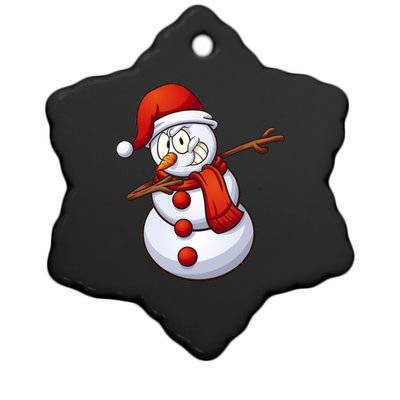 Dabbing Snowman Ceramic Star Ornament