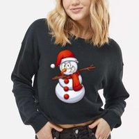 Dabbing Snowman Cropped Pullover Crew