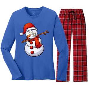 Dabbing Snowman Women's Long Sleeve Flannel Pajama Set 