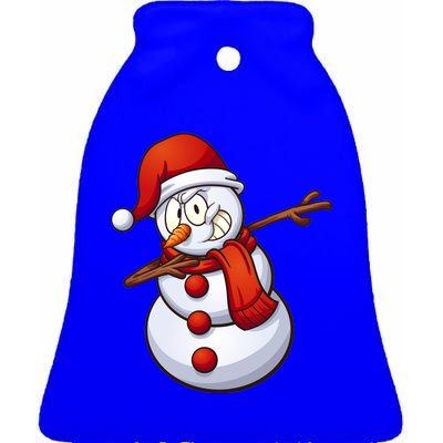 Dabbing Snowman Ceramic Bell Ornament