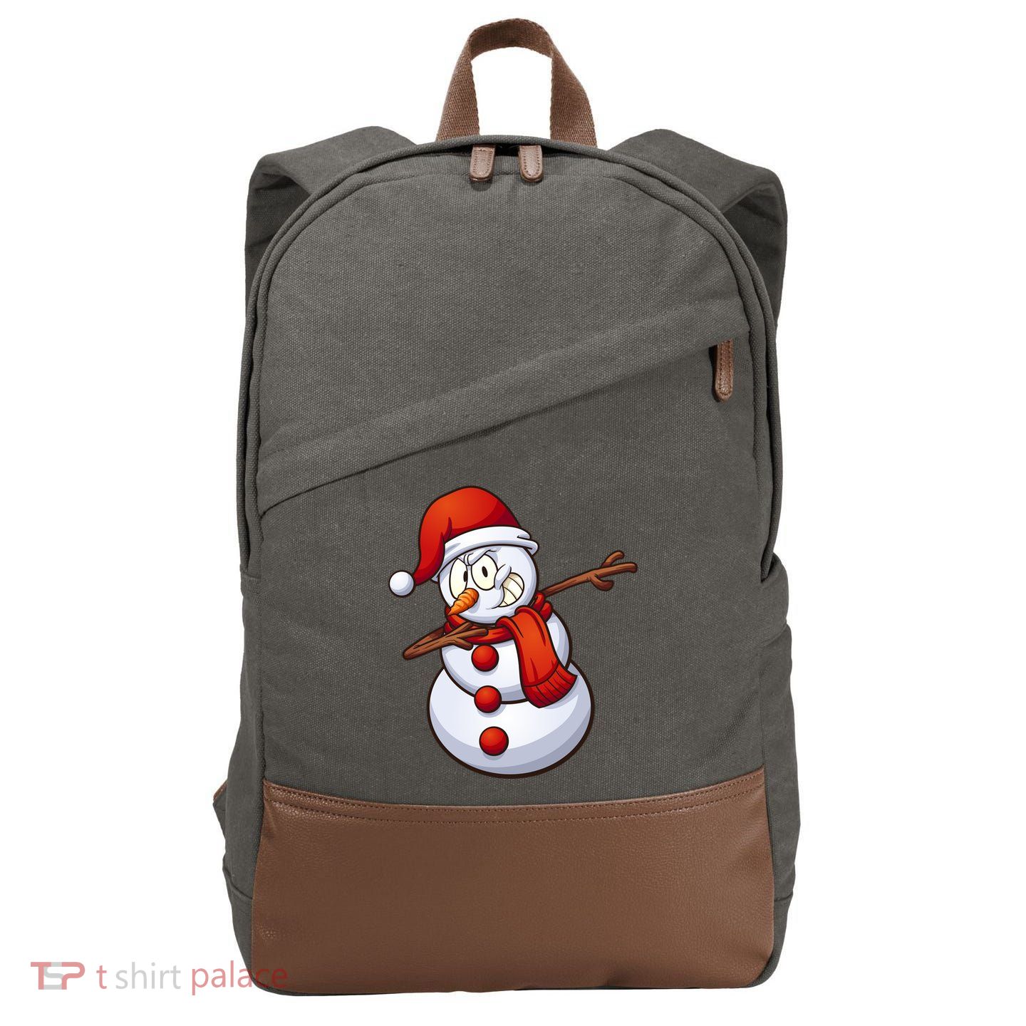 Dabbing Snowman Cotton Canvas Backpack