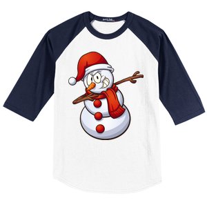 Dabbing Snowman Baseball Sleeve Shirt