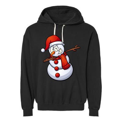 Dabbing Snowman Santa Hat Christmas Garment-Dyed Fleece Hoodie