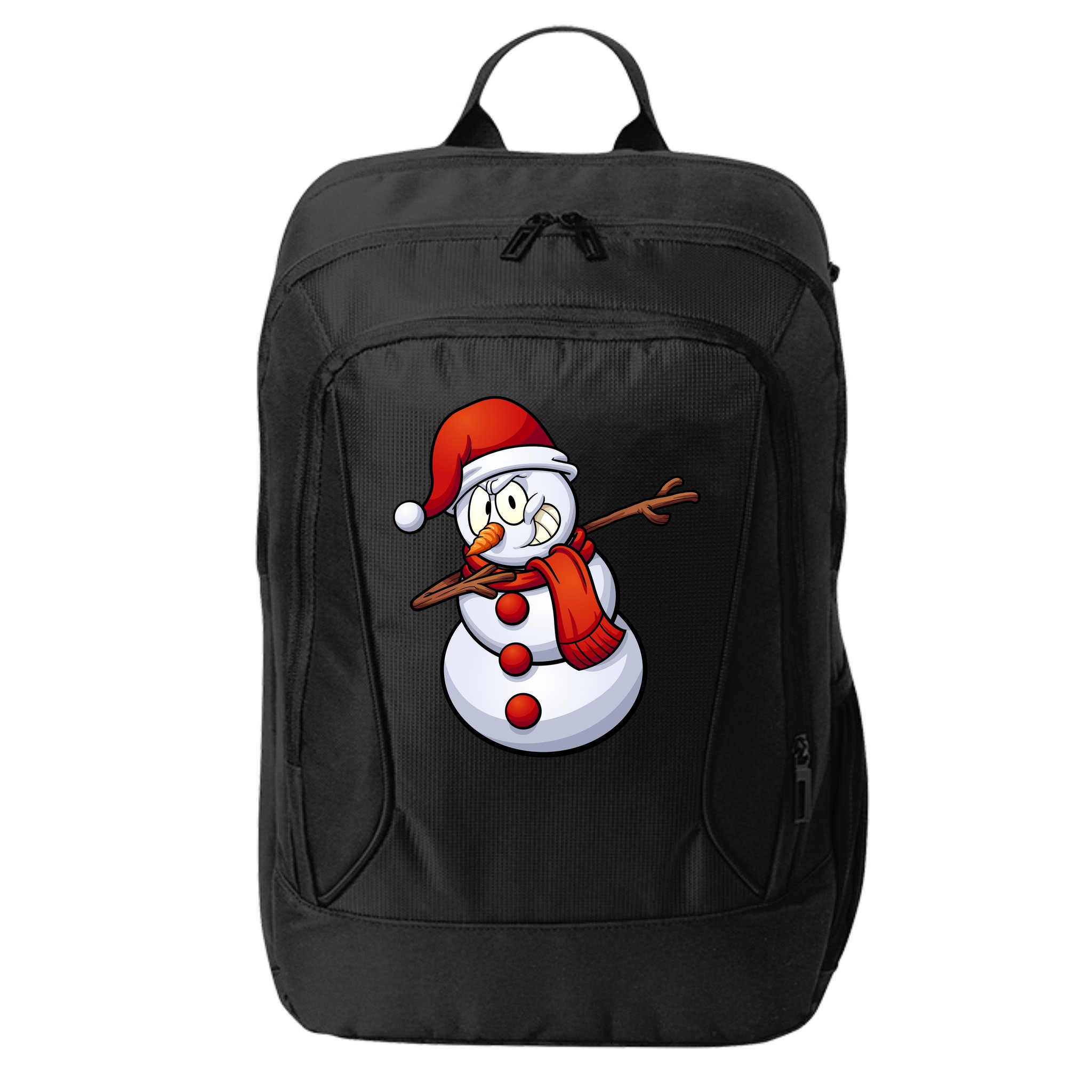 Dabbing Snowman Santa Hat Christmas City Backpack