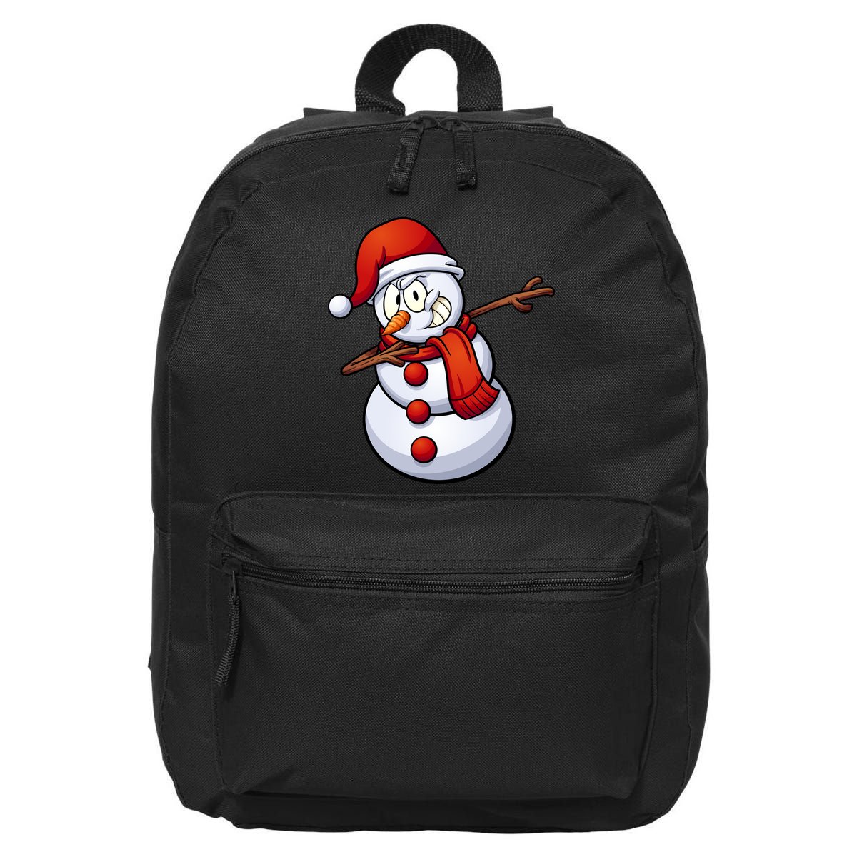 Dabbing Snowman Santa Hat Christmas 16 in Basic Backpack
