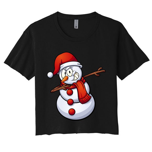 Dabbing Snowman Santa Hat Christmas Crop Top