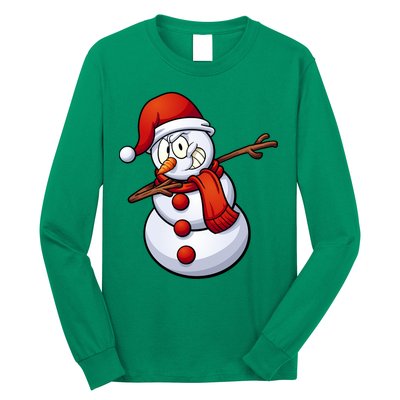 Dabbing Snowman Santa Hat Christmas Long Sleeve Shirt