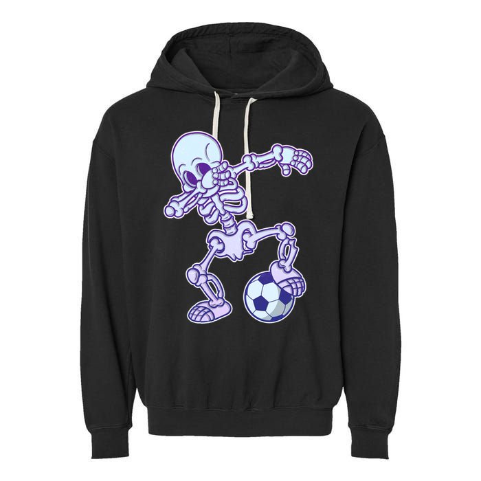 Dabbing Soccer Skeleton Garment-Dyed Fleece Hoodie