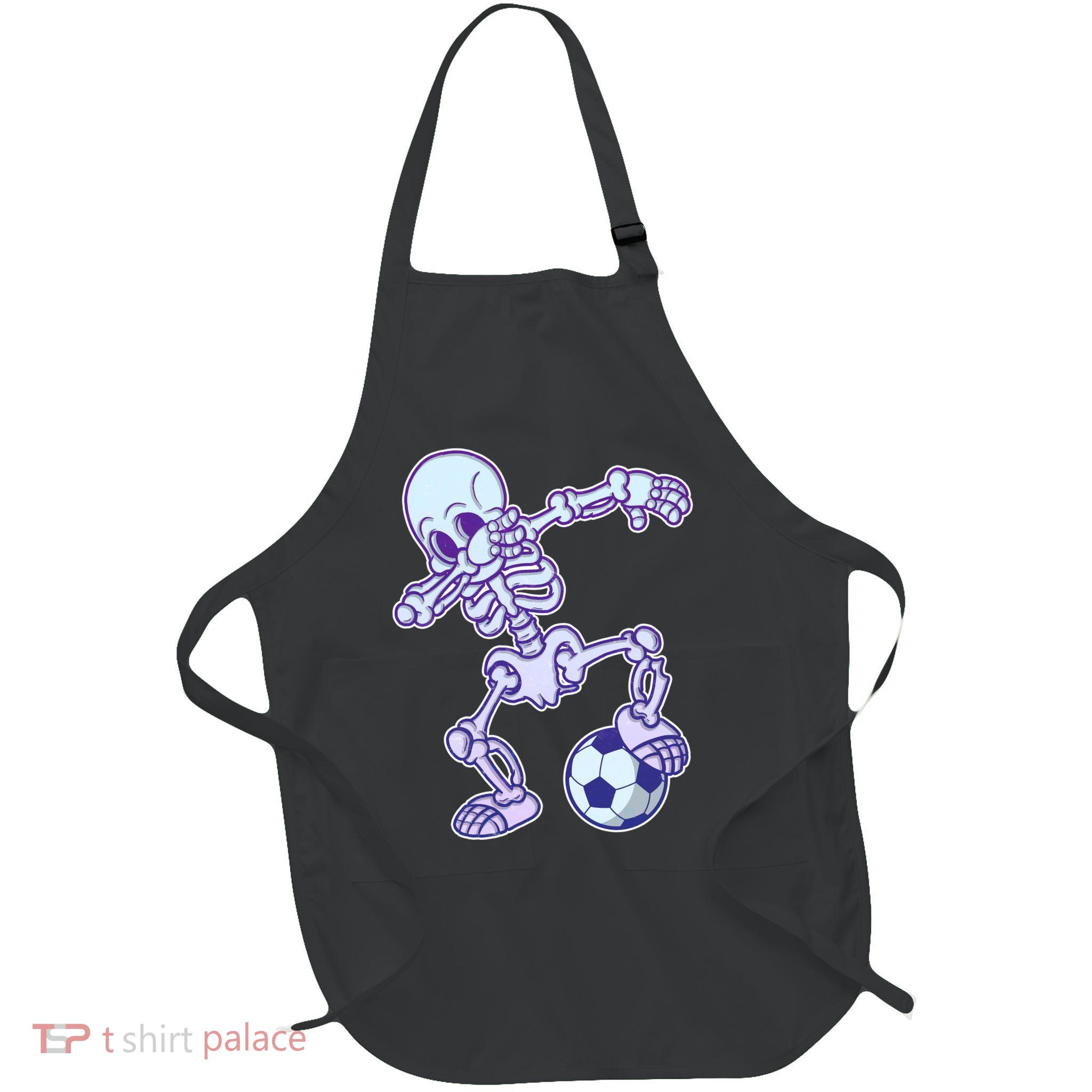 Dabbing Soccer Skeleton Full-Length Apron With Pockets