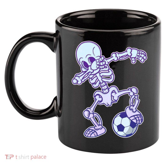 Dabbing Soccer Skeleton 11oz C Handle Ceramic Mug