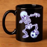 Dabbing Soccer Skeleton 11oz C Handle Ceramic Mug