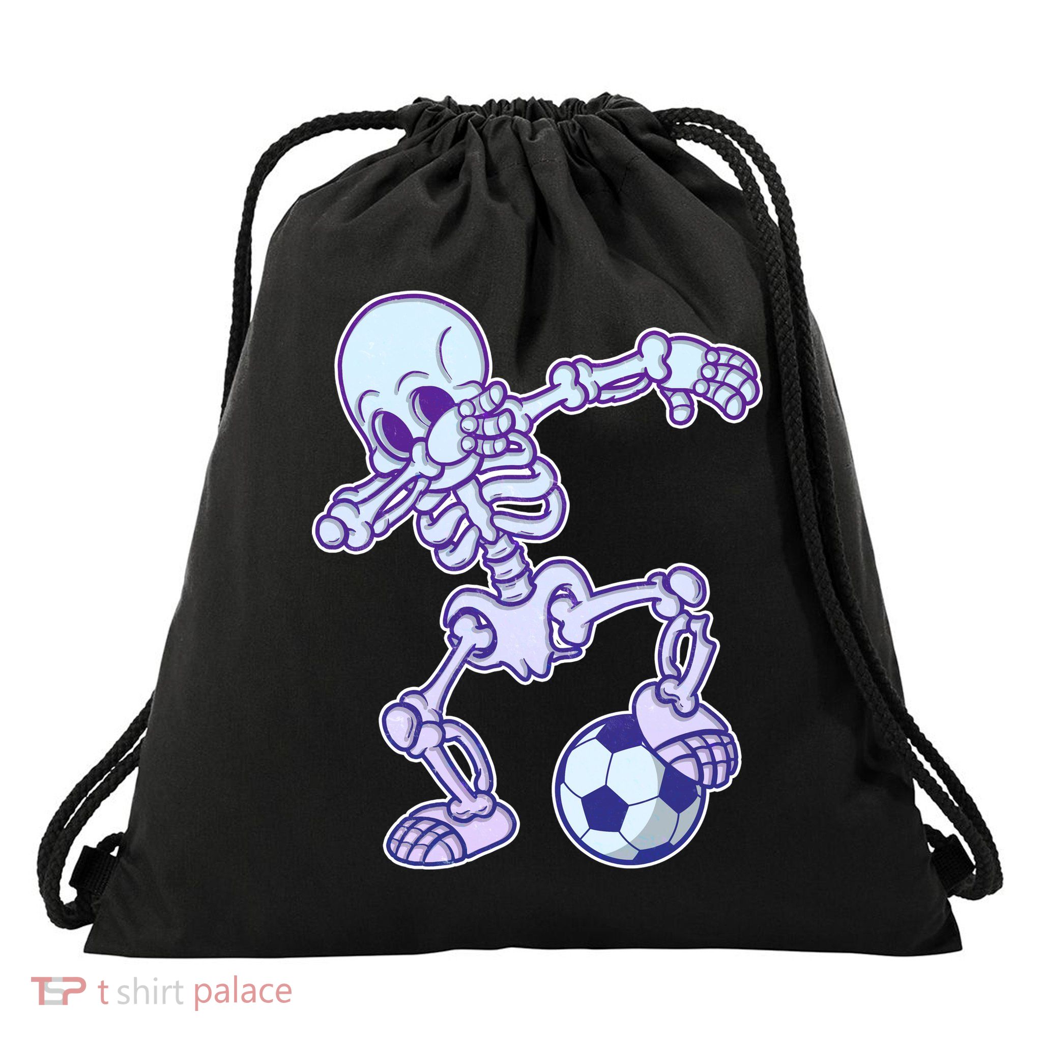 Dabbing Soccer Skeleton Drawstring Bag