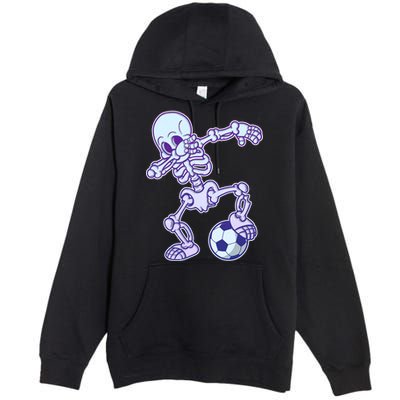 Dabbing Soccer Skeleton Premium Pullover Hoodie