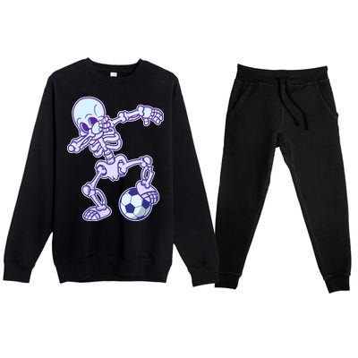 Dabbing Soccer Skeleton Premium Crewneck Sweatsuit Set