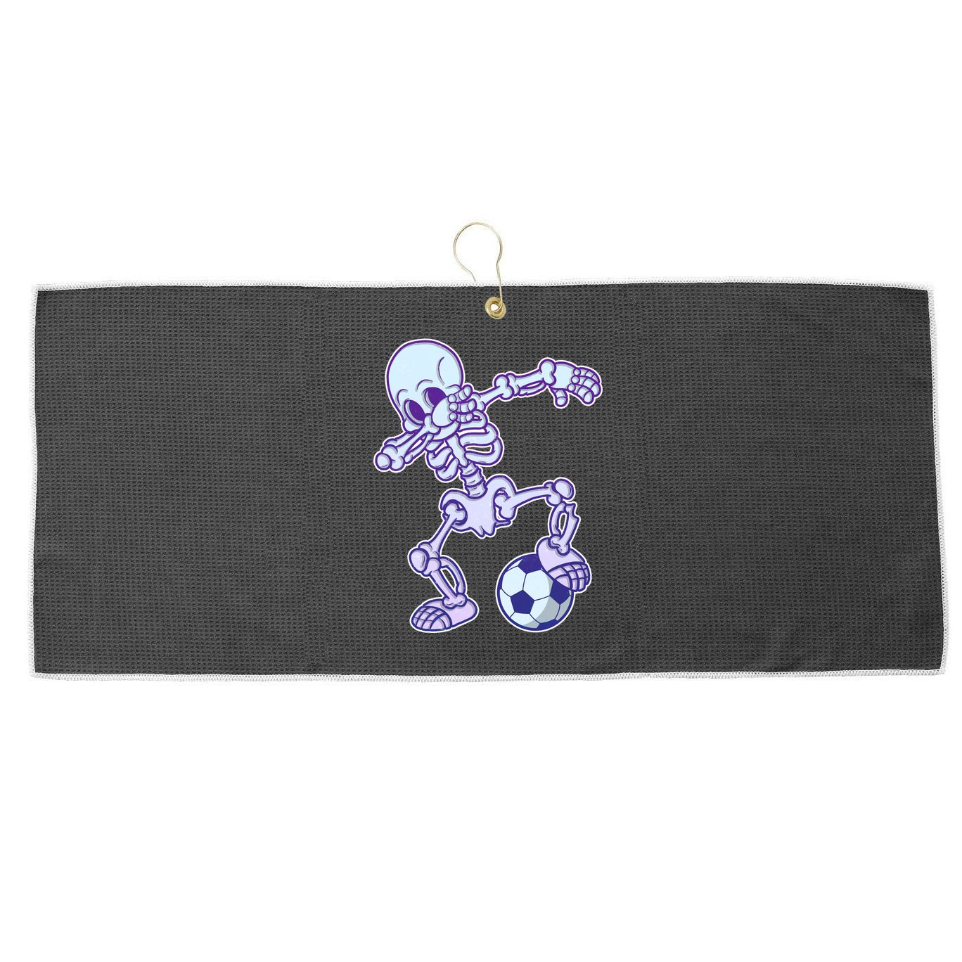 Dabbing Soccer Skeleton Large Microfiber Waffle Golf Towel