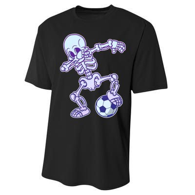 Dabbing Soccer Skeleton Performance Sprint T-Shirt