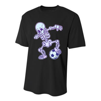 Dabbing Soccer Skeleton Youth Performance Sprint T-Shirt
