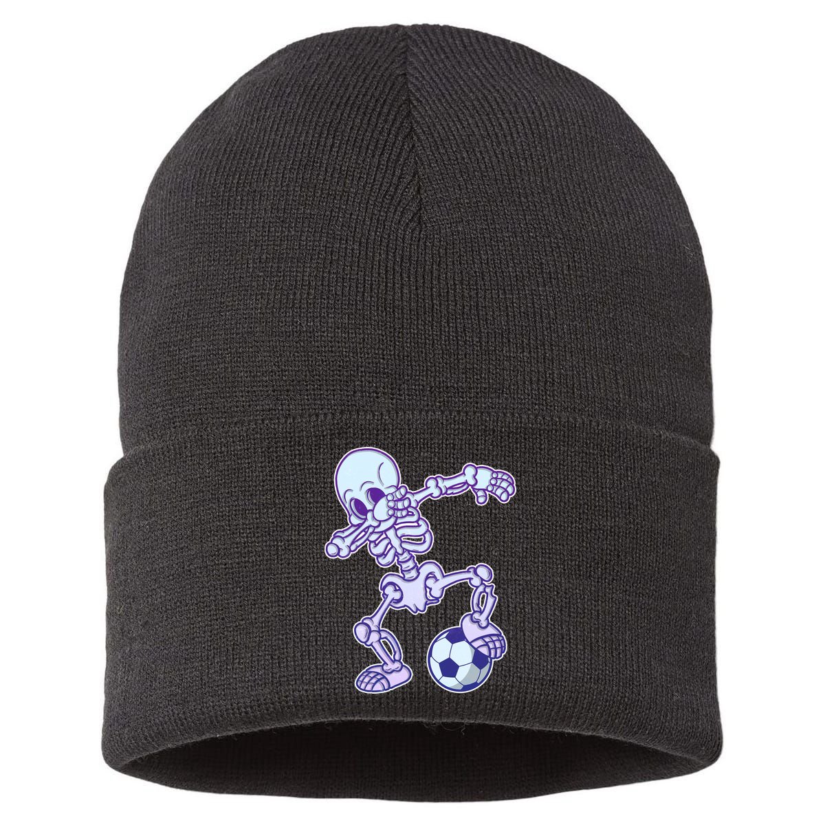 Dabbing Soccer Skeleton Sustainable Knit Beanie