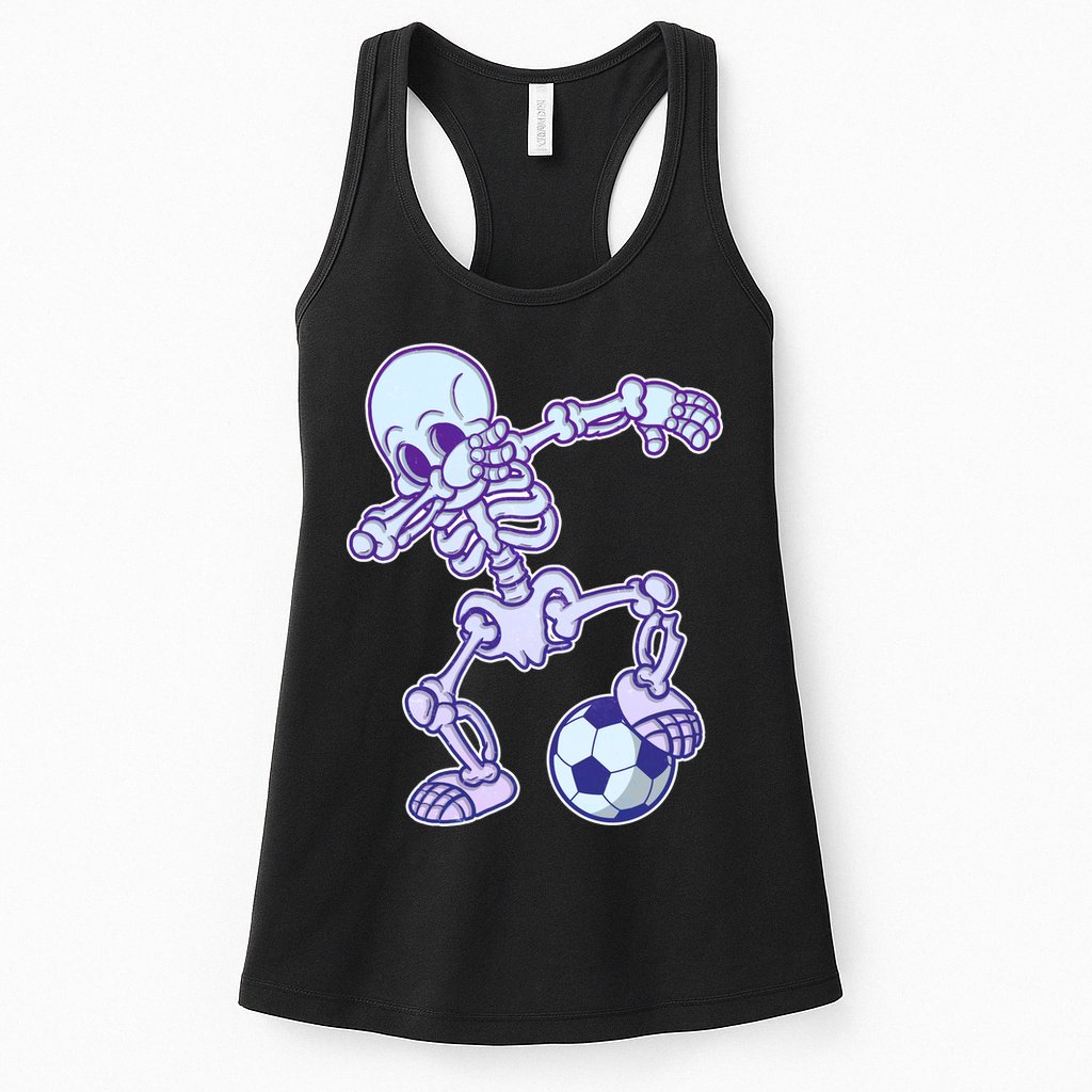 Dabbing Soccer Skeleton Womens Tank Top
