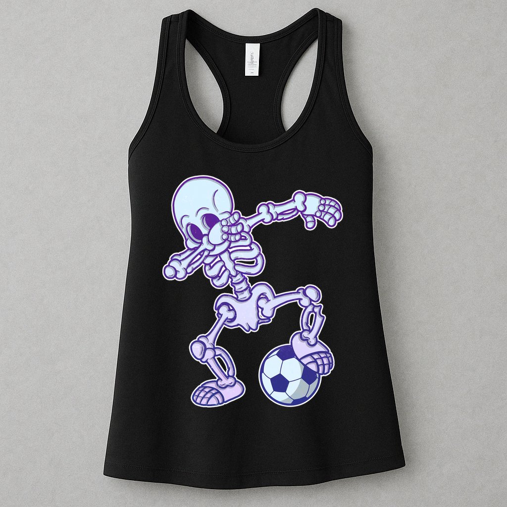 Dabbing Soccer Skeleton Womens Tank Top