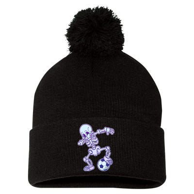 Dabbing Soccer Skeleton Pom Pom 12in Knit Beanie