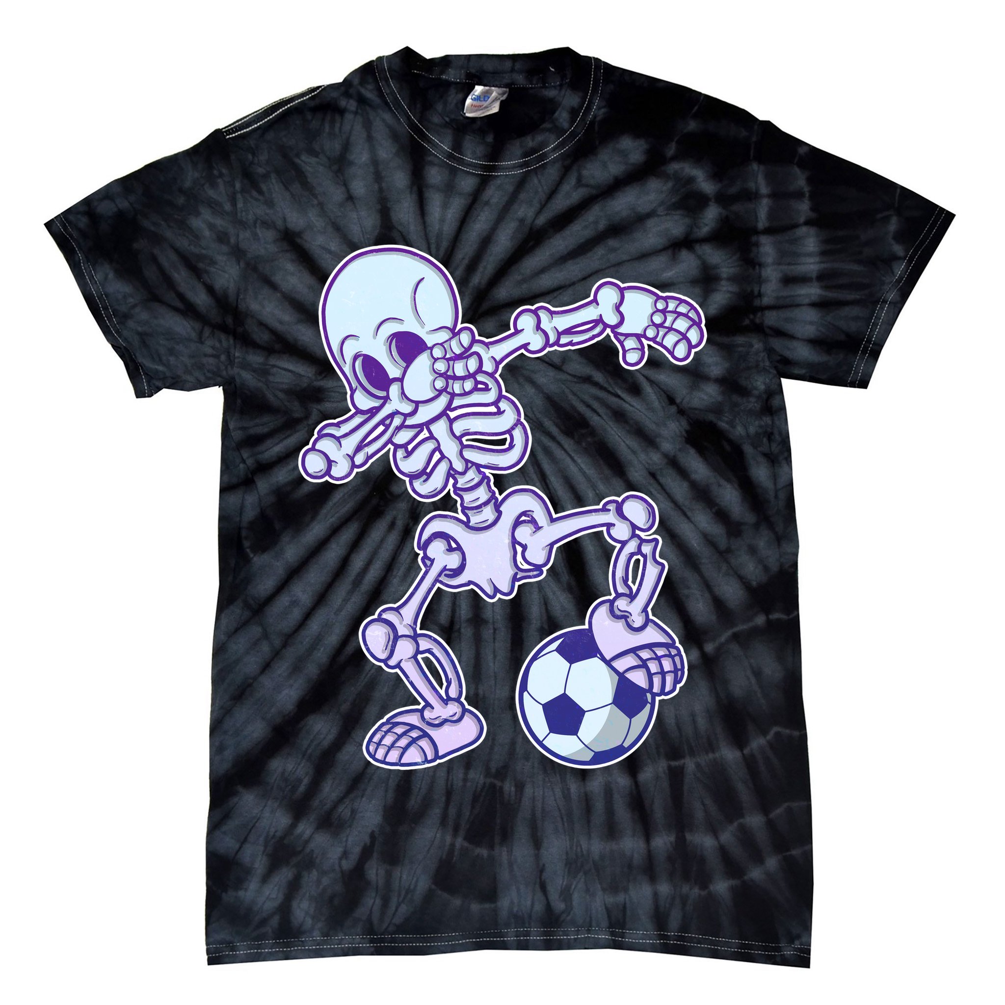Dabbing Soccer Skeleton Tie-Dye T-Shirt