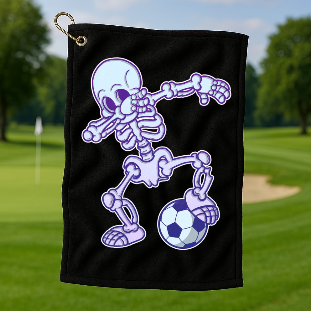 Dabbing Soccer Skeleton Golf Towel
