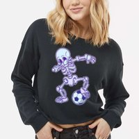 Dabbing Soccer Skeleton Cropped Pullover Crew