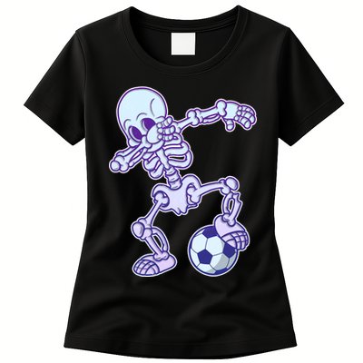 Dabbing Soccer Skeleton Womens T-Shirt