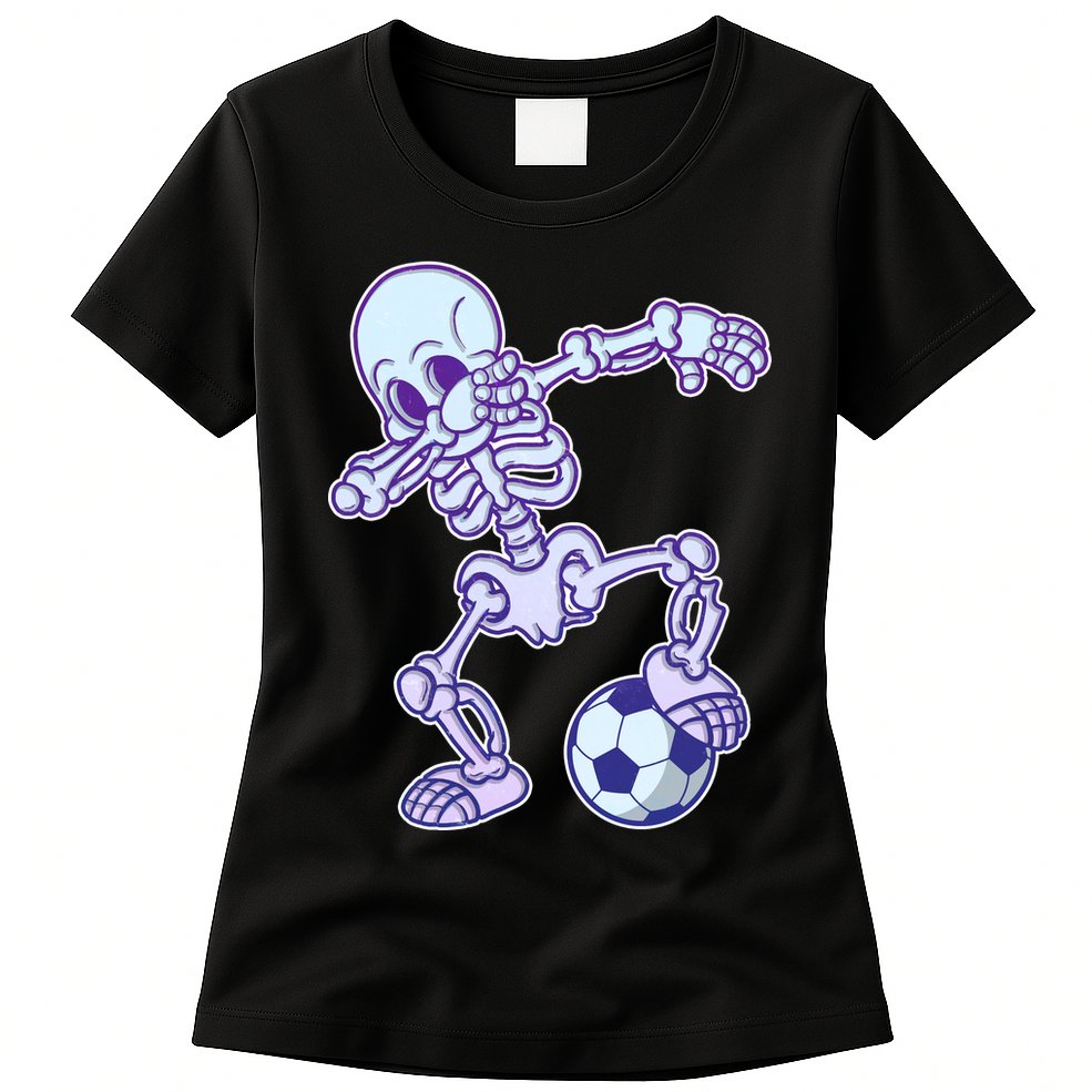 Dabbing Soccer Skeleton Womens T-Shirt