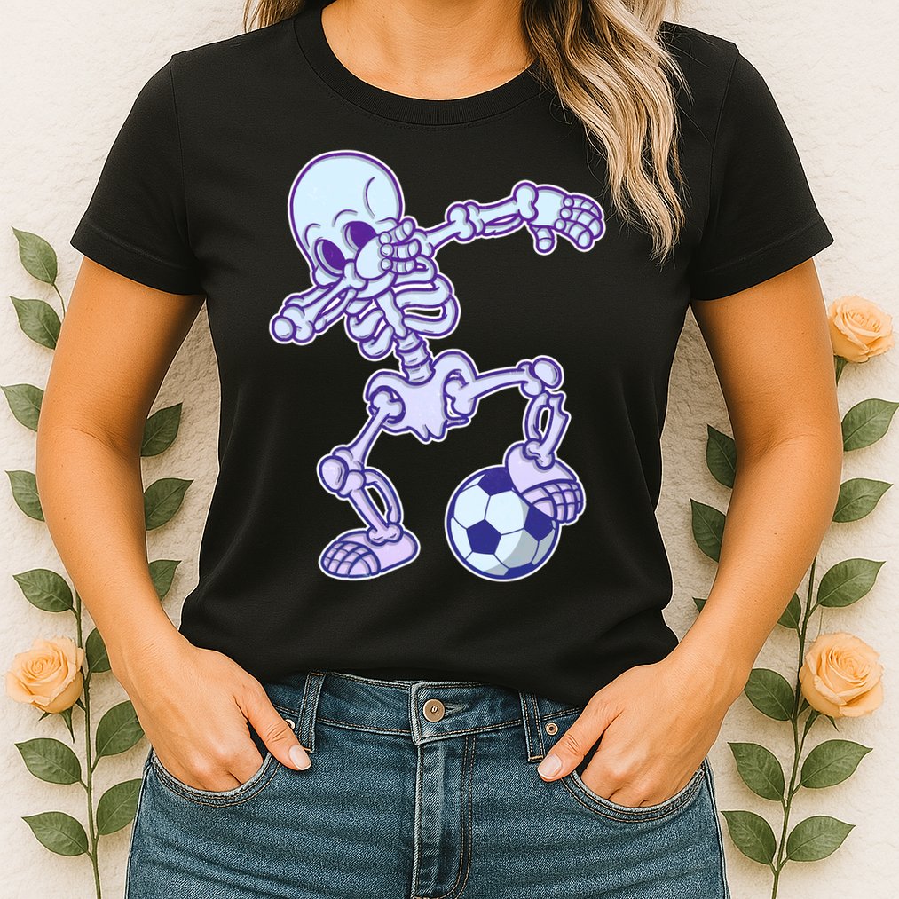 Dabbing Soccer Skeleton Womens T-Shirt
