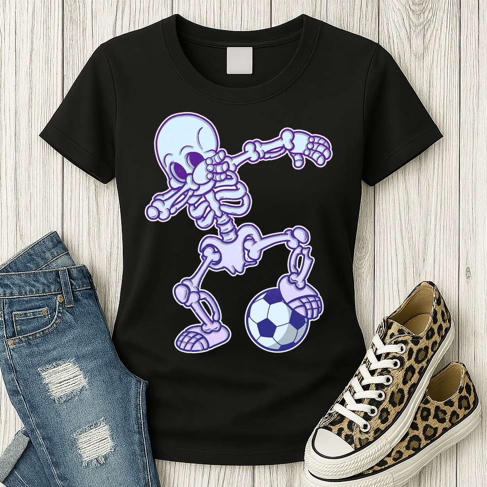 Dabbing Soccer Skeleton Womens T-Shirt