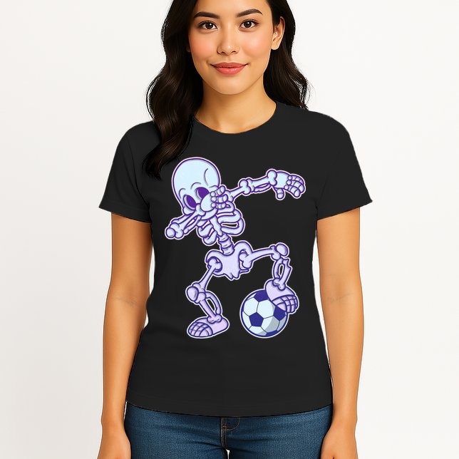 Dabbing Soccer Skeleton Womens T-Shirt