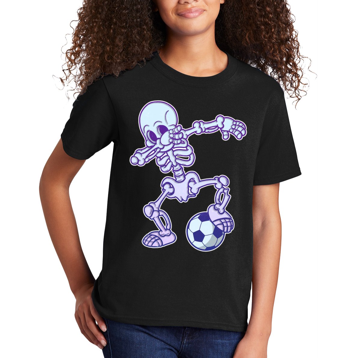 Dabbing Soccer Skeleton Kids T-Shirt