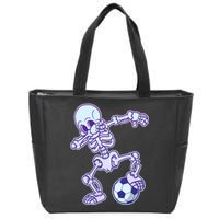 Dabbing Soccer Skeleton Zip Tote Bag