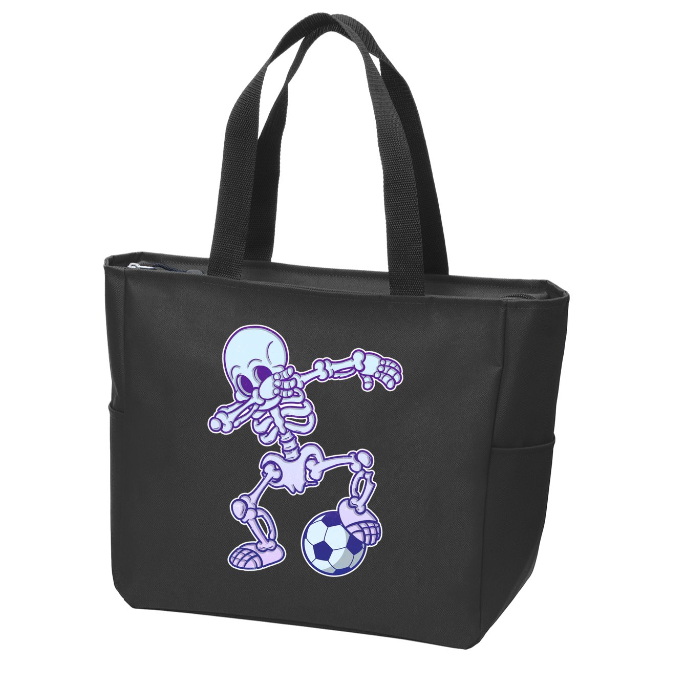 Dabbing Soccer Skeleton Zip Tote Bag