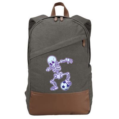 Dabbing Soccer Skeleton Cotton Canvas Backpack