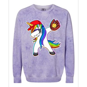 Dabbing Softball Unicorn Colorblast Crewneck Sweatshirt