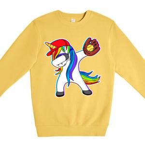 Dabbing Softball Unicorn Premium Crewneck Sweatshirt