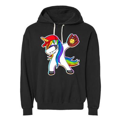 Dabbing Softball Unicorn Garment-Dyed Fleece Hoodie