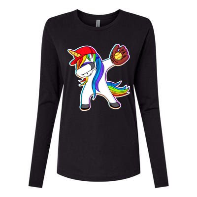 Dabbing Softball Unicorn Womens Cotton Relaxed Long Sleeve T-Shirt