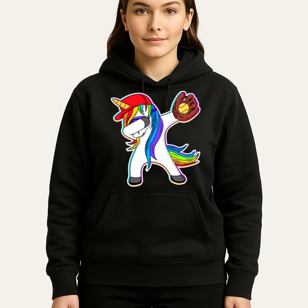 Dabbing Softball Unicorn Hoodie