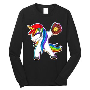 Dabbing Softball Unicorn Long Sleeve Shirt