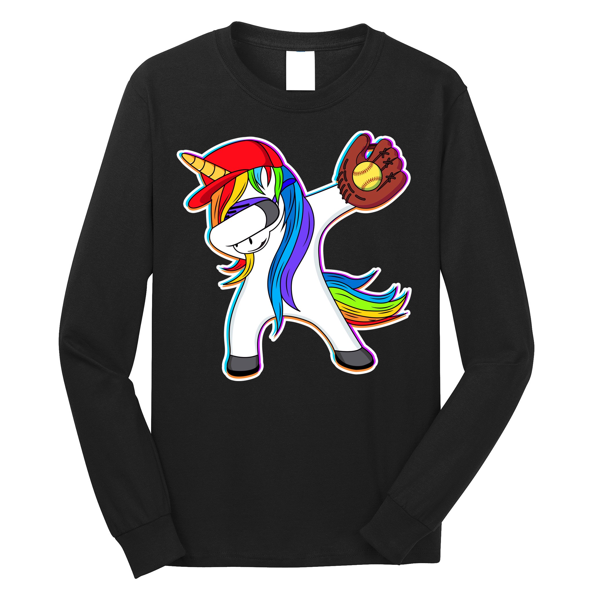 Dabbing Softball Unicorn Long Sleeve Shirt
