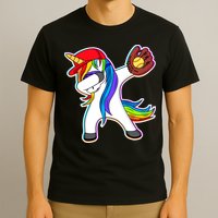 Dabbing Softball Unicorn T-Shirt