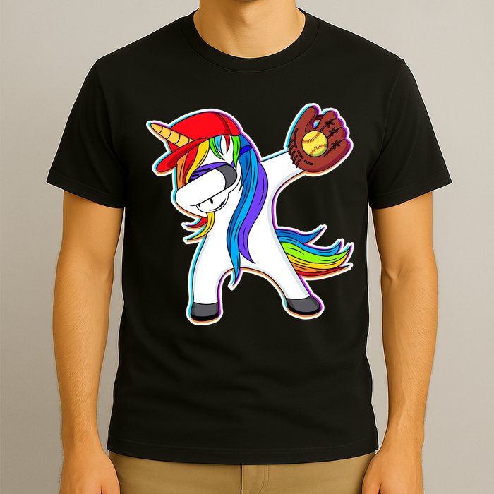 Dabbing Softball Unicorn T-Shirt