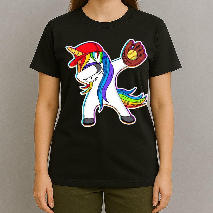 Dabbing Softball Unicorn T-Shirt